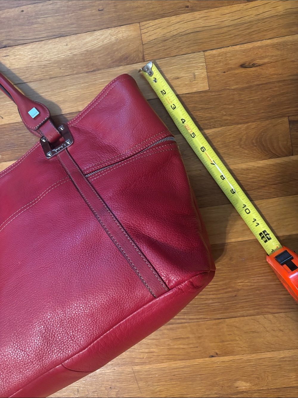 Tignanello Large Red Leather Top-Handle Tote Bag Purse - Picture 12 of 16
